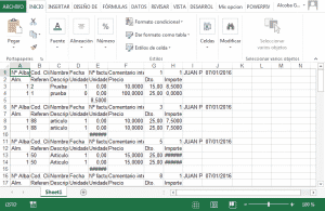 excel solo datos
