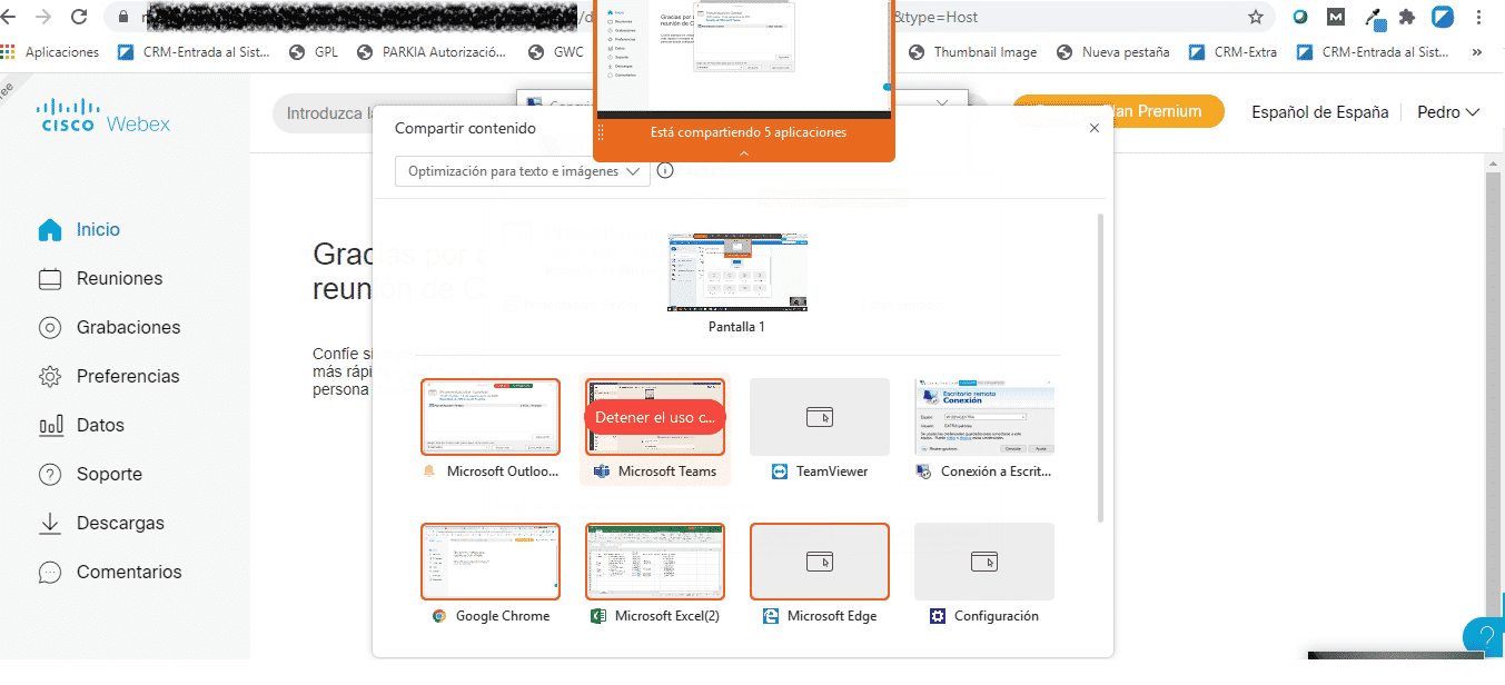 Captura de Webex