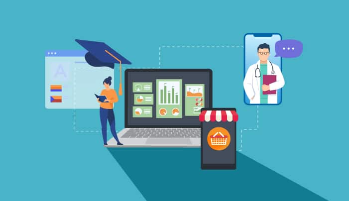 tendencia al comercio online, la telemedicina y el elearning