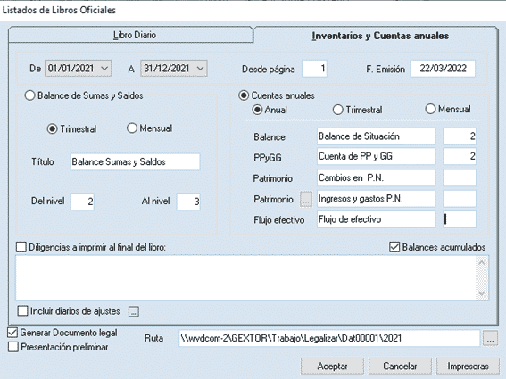 Cuentas Anuales Balance de sumas y saldos